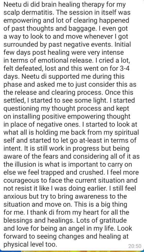 Mental therapy feedback for clearing past painful memory,  healing anxiety and depression